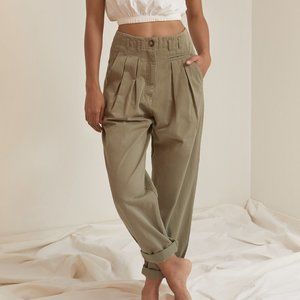 Laurent Pleated Twill Trouser